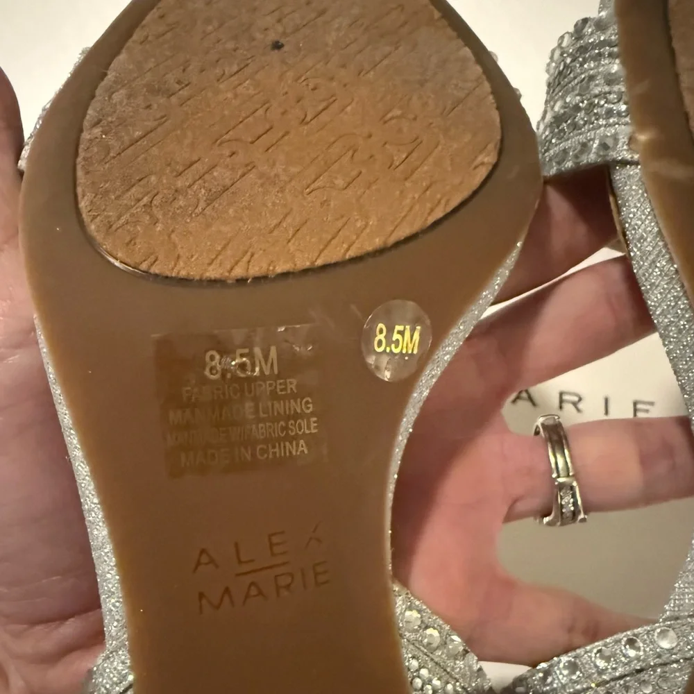 Alex Marie Glittering Silver Strappy Heels - Size 8.5